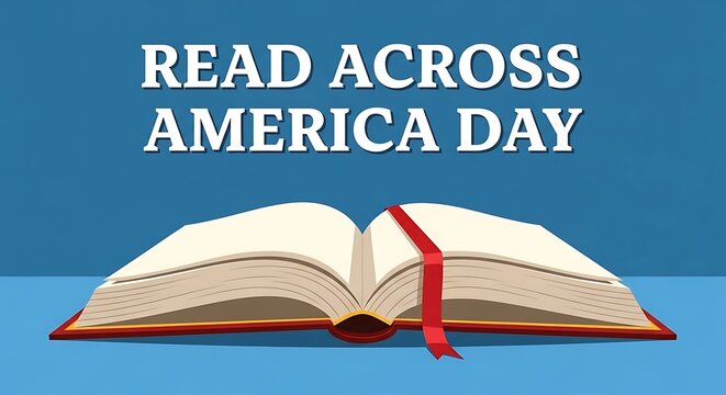 Celebrating read across america day with an open book and a red ribbon