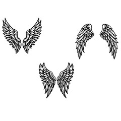 Fototapeta premium Black eagle with spread wings tattoo design in vector silhouette style