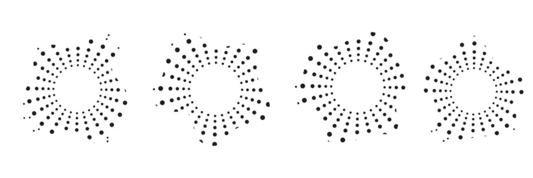 Sound equalizer icons with abstract Halftone Circular Shape Background. Three colorful abstract halftone circular shapes with  dots, for modern design use.