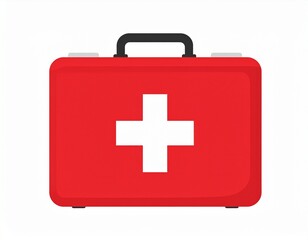 Fototapeta premium Red First Aid Kit with White Cross Symbol for Medical Emergency.
