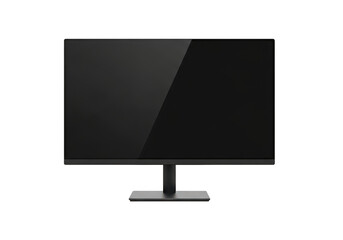 Sleek black computer monitor icon simple design on transparent background