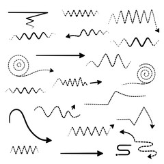 Obraz premium Collection of various arrow types and wave lines