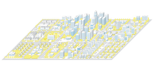 街並みの立体図. 都市の景観.