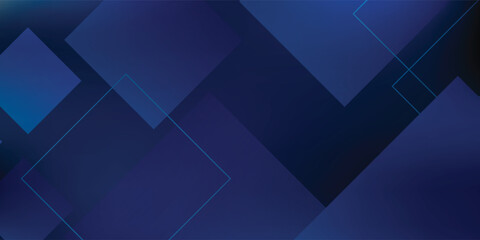 Obraz premium Abstract dark midnight blue background with layered geometric squares and thin outlines