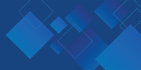 Obraz premium Abstract navy blue background with floating geometric squares and white outlines eps10