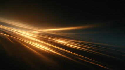Obraz premium Vibrant golden light streaks across dark background dynamically