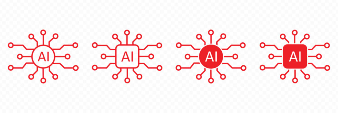 AI processor microchip icon showing artificial intelligence hardware and circuit technology. Business technology illustration for machine learning  digital intelligence  computer processing unit