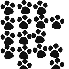 Fototapeta premium illustration or vector of dog paw prints on a white background