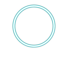 Blue Neon Double Circle Frame  Glowing Minimal Round Ring Abstract Geometric Design