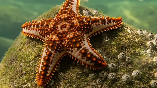 underwater starfish on rock in turquoise water