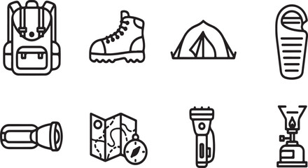 Fototapeta premium Essential gear for a successful camping adventure in the great outdoors Vector