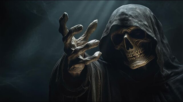Skull Face Reaching Hand in Dark