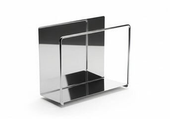 Modern stainless steel desk organizer for papers and mail stylish home office accessory isolated on white background