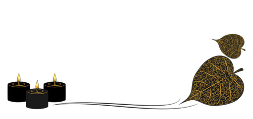 Vector illustration design of bodhi leaf and candle for Vesak day