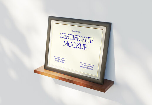 Framed Certificate On Wall Mockup