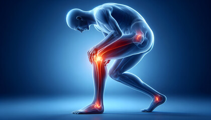 3d anatomy of Knee and Ankle Joint Pain Medical Illustration