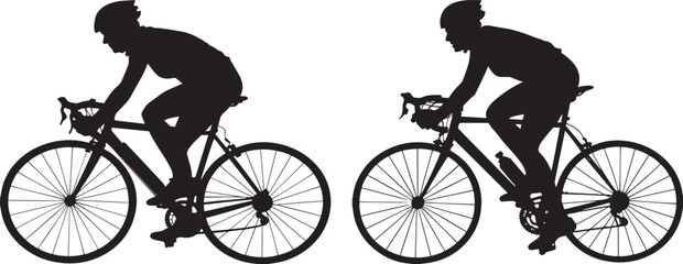 Obraz premium Cyclist Silhouette on Road Bike – Sports Vector Illustration