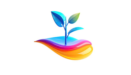 Fototapeta premium A vibrant, stylized plant emerging from a colorful, flowing base