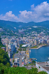 静岡県熱海市の熱海展望台から北側の眺望(熱海市街,熱海港など)