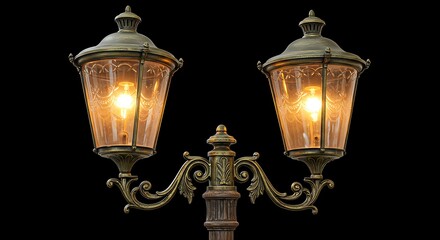 Fototapeta premium Illuminated Elegance: Double Lantern's Warm Glow