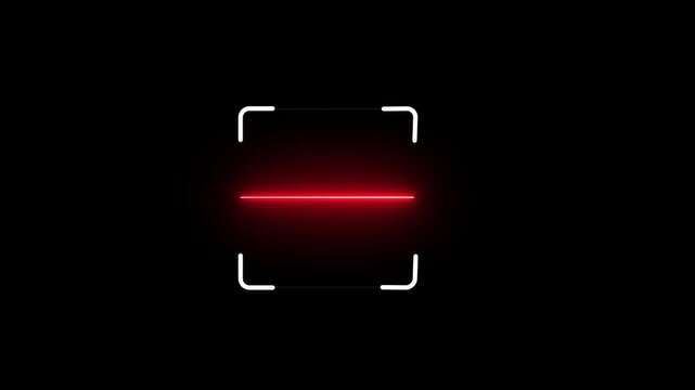 Red Neon Scanner Line with Corner Brackets scanning icon scanning icon animation video concept. 