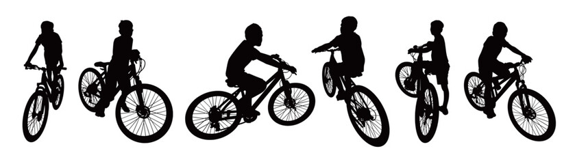 Fototapeta premium Bicycle Rider Silhouette Set