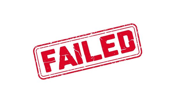 Failed rubber stamp icon animation with red letters isolated on White background, Rubber stamp animation, Failed stamp slide down motion graphics. Rubber Stamp Icon 4k video.