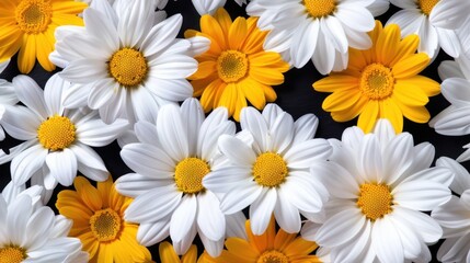 Fototapeta premium A Vibrant Array of White and Yellow Daisies Displaying Natural Beauty for Floral Arrangements and Backgrounds
