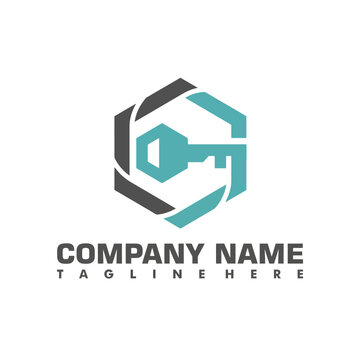 A modern and minimalistic logo showcasing a stylized key, representing security and access, perfect for companies focused on real estate or property management services.