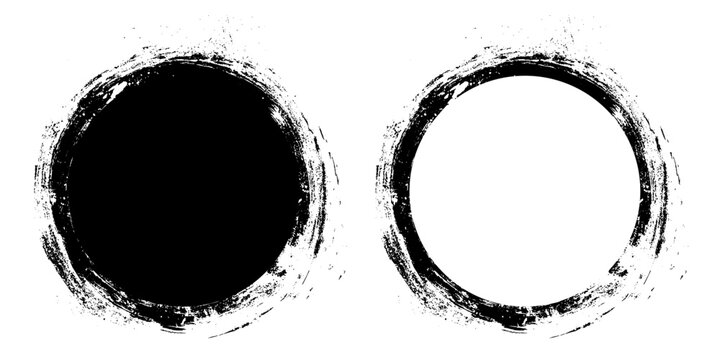 Abstract Circle Brush Stroke Collection. Vector Design.