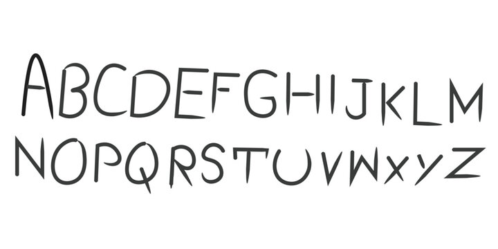 Bold brush drawn capital alphabet letters. Brush drawn font, uppercase typeface for punk or rock and roll design. Typographic distressed vector font with dry brush texture.