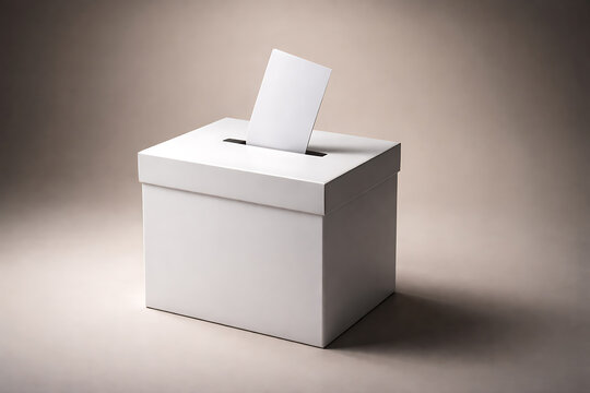 A ballot box accepting a vote, emphasizing democratic process