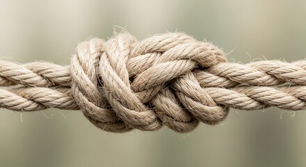 Fototapeta premium Tied Rope Knot Closeup on Blurred Background.