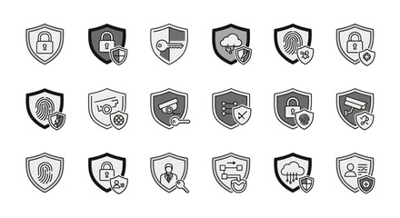 Cyber Security Icons: Protection, Data, Privacy, Network, Lock, Shield, Fingerprint