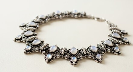 Luxury Diamond Necklace on White Background.