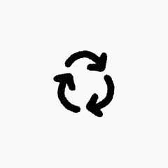 Hand drawn recycling symbol with arrows in circular motion