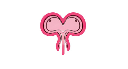 Abstract Pink Heart-Shaped Uterus Diagram