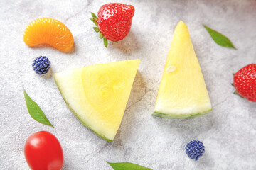 Fresh Summer Fruits and Berries on White Background © KieuLan
