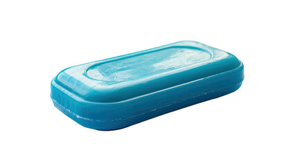 Isolated bar of blue soap against a black backdrop, clean