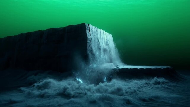Dramatic ocean cliff edge plunging into mysterious green depths