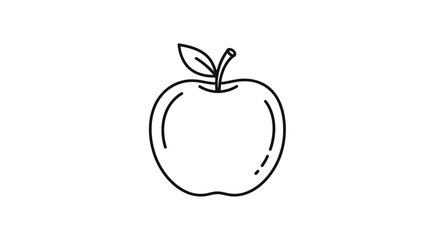 Simple Line Art Apple Icon, Healthy Food Symbol, Fresh Fruit Illustration