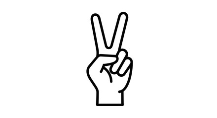 Obraz premium Peace Sign Hand Gesture Icon, Victory Symbol, Outline Vector Illustration