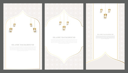 Islamic-themed poster background template. Islamic holiday celebration card design elements