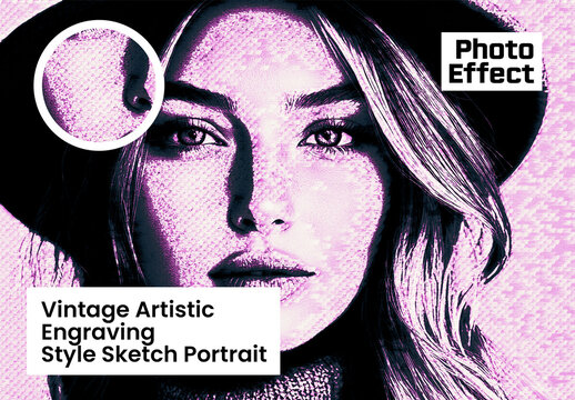 Vintage Artistic Engraving Style Sketch Portrait Photo Effect