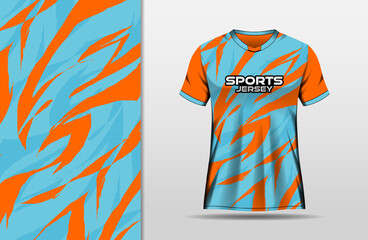 Abstract sports jersey design with blue and orange background