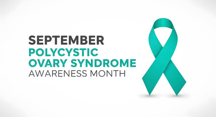 September Polycystic Ovary Syndrome Awareness Month teal ribbon image