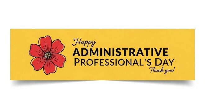 Happy Administrative Professional's Day celebration with red flower