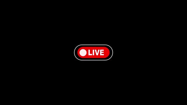 Live text icon animation on black background,neon live chat text 4k video animation,live video broadcasting icon animation.