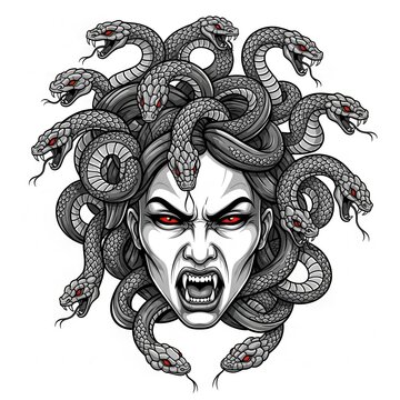 Medusas Gaze - A Haunting Portrait of Mythological Horror and Vengeance.