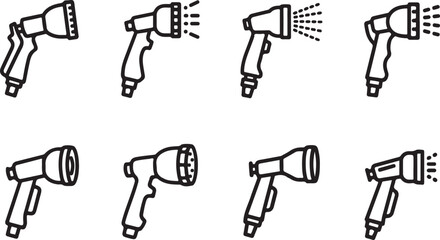 Illustrations of different spray paint nozzle patterns and techniques Vector